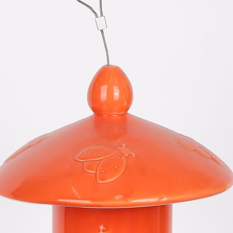 7*10''Orange Ceramic Bird Feeder