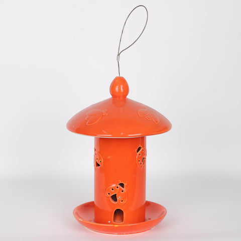 7*10''Orange Ceramic Bird Feeder