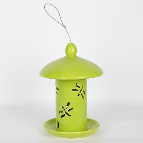 7*10.25''Green Ceramic Bird Feeder