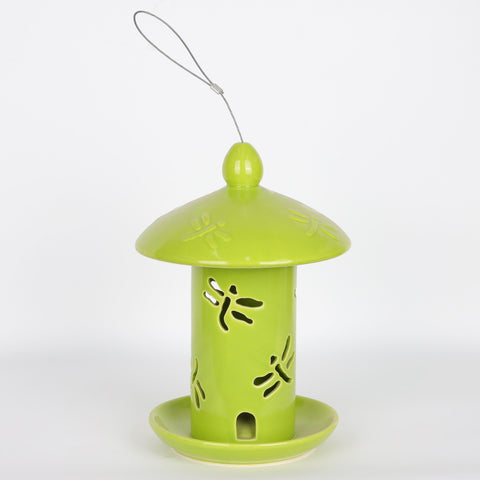 7*10.25''Green Ceramic Bird Feeder