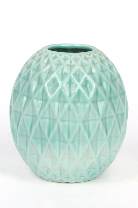 Light Blue Glossy Ceramic Vase décor 4.5"L x5.5"H