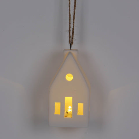 2X2X3.625In Matte Lighted House Ornament