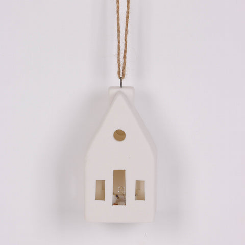 2X2X3.625In Matte Lighted House Ornament