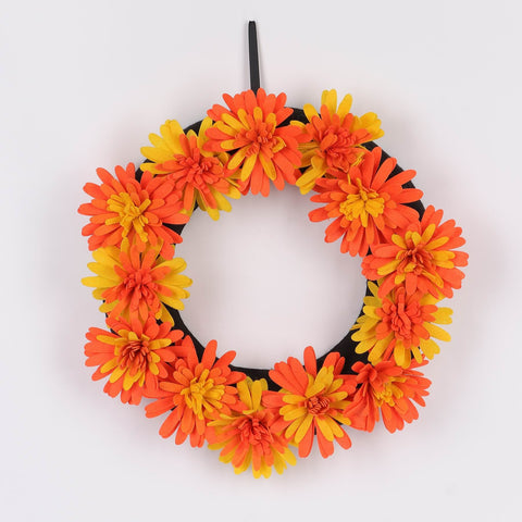 16IN HALLOWEEN FLOWERS WREATH