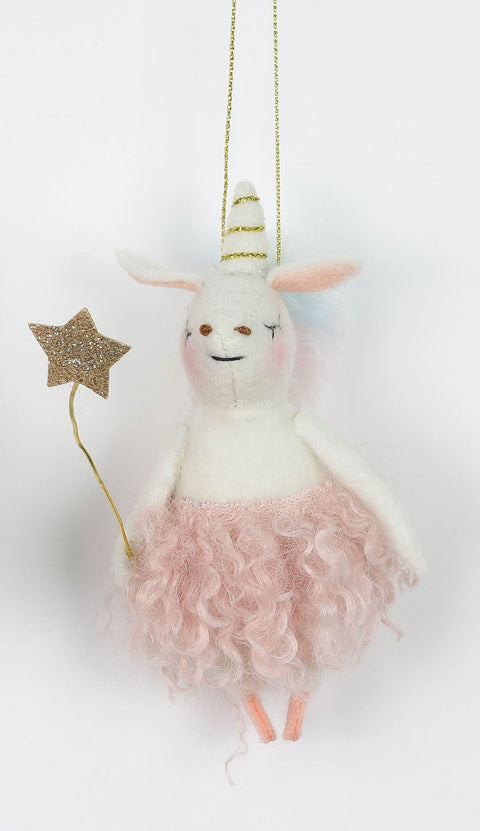 CHRISTMAS 4.5" felt unicorn ornament - Star