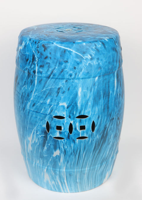 TABOURET 13''X17.5''BLEU-BLANC
