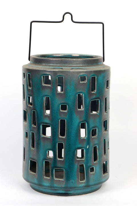 7.5''X11.5''Dark Blue Ceramic Lantern